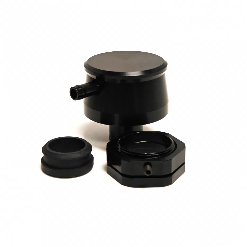 4120443 – PRW Crankcase Breather Cap, Round Push-In Black Anodized Billet Aluminum With Grommet/ PCV/ Modular Oil Fil...